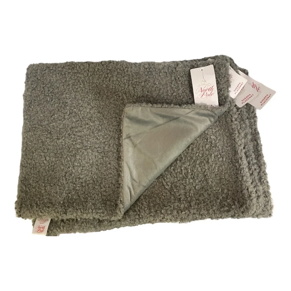 North Pole Trading Company Set of 4 Gray Cozy Faux Fur Sherpa Placemats